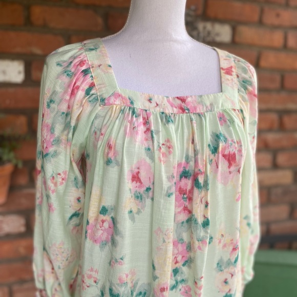 LC Lauren Conrad Square Neck Floral Peasant Top - Picture 2 of 5
